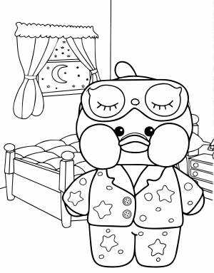 Раскраска Уточка Лалафанфан в пижаме