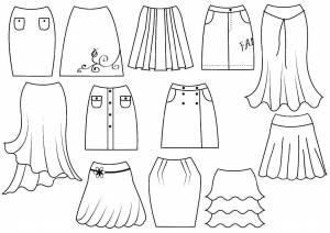 Раскраски Раскраска Разные юбки юбка