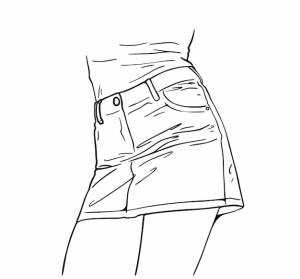 Короткая юбка на девушке каракули линейный мультфильм раскраска одежды