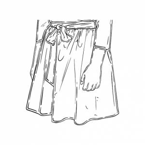 Юбка с бантом, часть человеческого тела, одежда, руки, линейная мультяшная раскраска, девушка