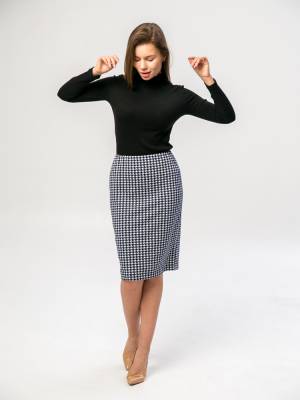 Юбка ELENLOOK Большие размеры Юбка карандаш женская трикотажная базовая прямая миди на резинке на подкладке офис повседневная рисунок пье-де-пуль одежда большие размеры ELENLOOK