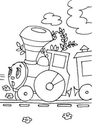 Раскраска Паровозик из Ромашкова 2