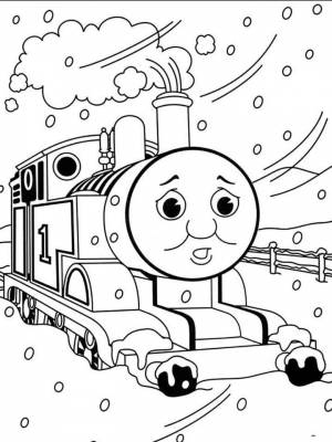 Картинка Паровозик Томас раскраска на листе  для мальчиков
