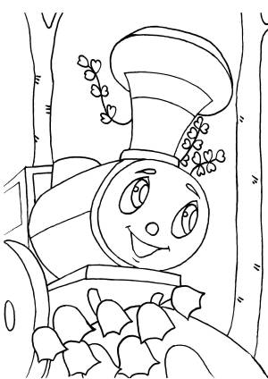 Раскраски Паровозик из Ромашково