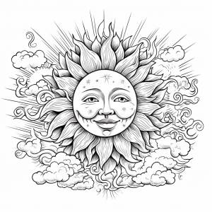 Раскраска солнышко для детей 3, 4, 5, 6, 7, 8 лет