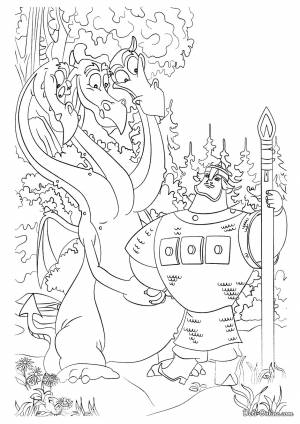 Раскраска Богатырь и Змей-Горыныч
