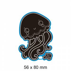 Пресс-формы в виде медузы, играющей с рыбой, новый металлический альбом «сделай сам», бумажный крафт, тиснение, трафарет, украшение для поздравительной открытки 56*80 мм