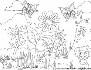 Картинки лето для детей раскраска