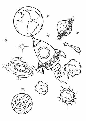 Раскраски для детей космос, космонавты, планеты, инопланетяне, ракеты