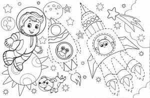 Раскраска Мультяшный космос для детей