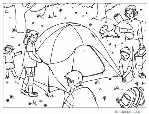 Семья на природе» раскраска для детей