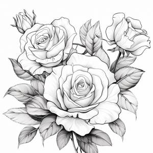 Простые розы для раскраски для взрослых с чистым дизайном