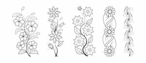 Набор цветочных линий, нарисованных вручную, простые цветочные раскраски для детей и взрослых