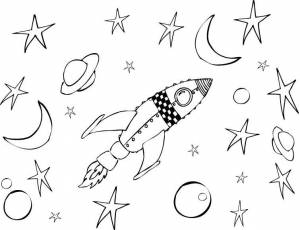 Маленькая ракета ракета звезды луна планеты Раскраски для мальчиков