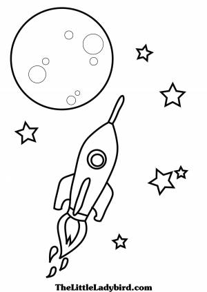 Раскраски Раскраска Ракета луна звезды космические корабли