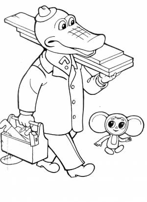 Раскраски Раскраска Крокодил гена и чебурашка 