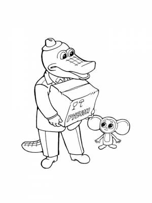 Раскраски Крокодил Гена   в формате