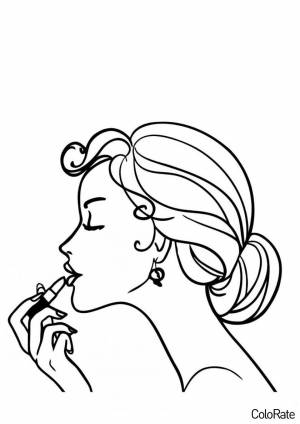 Раскраска Девушка красит губы
