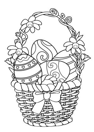 Раскраска «Пасхальная корзинка с бантиком»