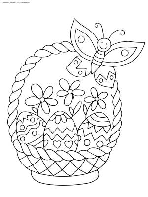 Раскраска Корзинка с Пасхальными яйцами