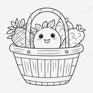 рисунок милая корзина с фруктами для взрослых раскраски милый контур эскиз вектор PNG , рисунок фруктов, рисунок крыла, рисунок кольца PNG картинки и пнг рисунок для й загрузки