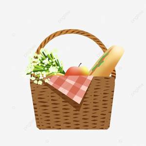 Корзина для пикника с хлебом и цветами PNG , пикник, корзина, хлеб PNG картинки и пнг PSD рисунок для й загрузки
