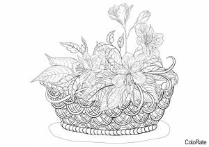 Раскраска Цветочная корзинка