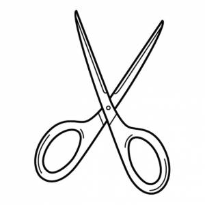 Boceto de tijeras de dibujo lindo imprimible para colorear