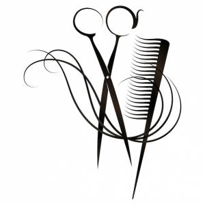 Tijeras y peine hermoso diseño de cabello rizado