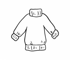 Зимний теплый свитер, одежда, каракули, линейная мультяшная раскраска