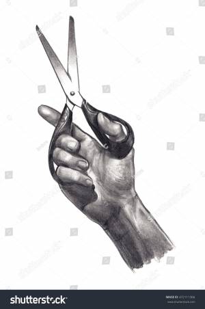 Pencil Drawing Hand Scissors