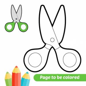 Книжка-раскраска для детей ножницы вектор