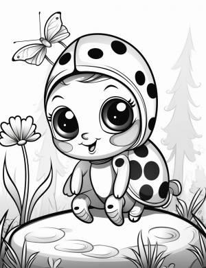 Раскраска Божья Коровка для детей 3, 4, 5, 6, 7, 8 лет