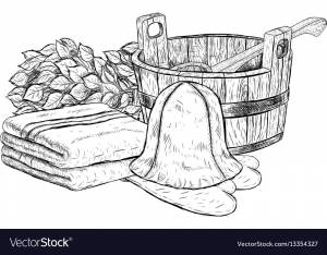 Баня контурный рисунок