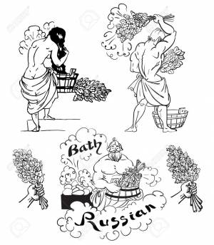 Рисунки про баню карандашом