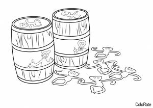 Раскраска Хагги в бочке
