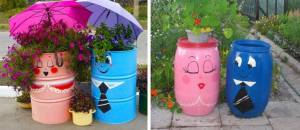 Как раскрасить бочки на даче своими руками