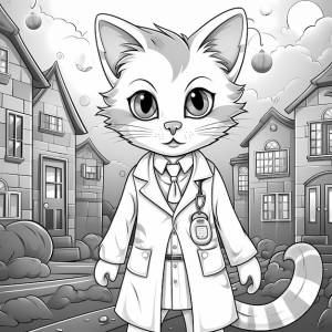 Доктор усаты в жуткой больнице дети раскрашивают страницы с мультфильмом tabby cat