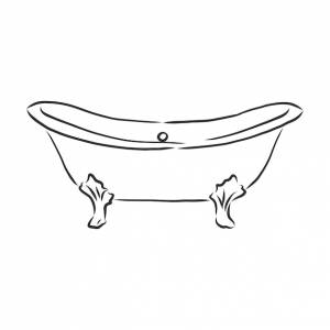 Интерьер ванной, рука рисовать, ванна, векторные иллюстрации эскиз