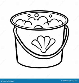 Книжка-раскраска, ведро с водой Иллюстрация вектора