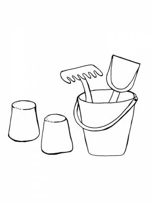 Раскраска Ведро картинка на листе  для мальчиков
