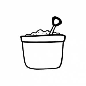 Ведро с песком и лопата детская игрушка каракули линейный мультфильм книжка- раскраска