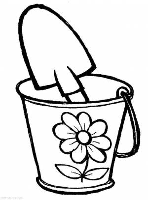 Раскраски ведро, Раскраска Ведро с лопатой игрушки
