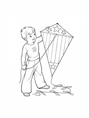 Картинка Воздушный змей раскраска для детей