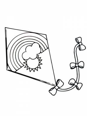 Раскраска Воздушный змей картинка на листе  для мальчиков