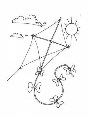 Картинка Воздушный змей черно белая