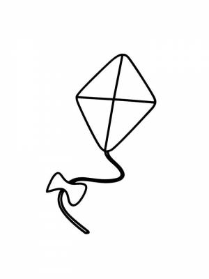 Раскраска Воздушный змей картинка на листе  для девочек