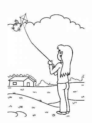 Раскраска Воздушный змей картинка на листе