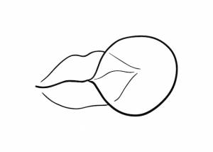 Женские губы с шариком жевательной резинки каракули линейная мультяшная раскраска