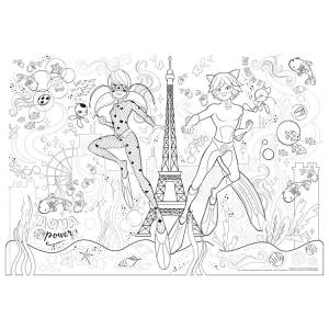 Очень большая раскраска Леди Баг Подводные приключения